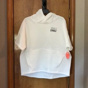 GURU white active short sleeve hooded pull over sweatshirt